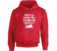 Hippowarehouse When Life Throws You A Curve Lean Into It Motorbike Unisex Hoodie Hooded top (Specific Size Guide in Description)