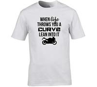 Hippowarehouse When Life Throws You A Curve Lean Into It Motorbike Unisex Short Sleeve t-Shirt (Specific Size Guide in Description)