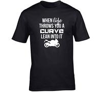 Hippowarehouse When Life Throws You A Curve Lean Into It Motorbike Unisex Short Sleeve t-Shirt (Specific Size Guide in Description)