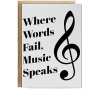 Hippowarehouse Where words fail, music speaks Birthday Card A5 Personalised with envelope for him for her Funny Cards for Men and Women Blank inside option