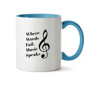 Hippowarehouse Where Words Fail, Music Speaks Printed Mug Various Colour Options Ceramic Cup Kitchenware 11oz