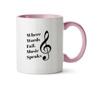 Hippowarehouse Where Words Fail, Music Speaks Printed Mug Various Colour Options Ceramic Cup Kitchenware 11oz