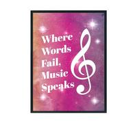 Hippowarehouse Where words fail, music speaks Printed Poster A3 Wall Art Design Classroom Room Gym Office Décor