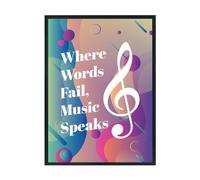 Hippowarehouse Where words fail, music speaks Printed Poster A3 Wall Art Design Classroom Room Gym Office Décor