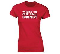 Hippowarehouse Wheres The cue Ball Going? Womens Fitted Short Sleeve t-Shirt (Specific Size Guide in Description) Red