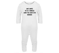 Hippowarehouse Who Wants to be a Princess When You can be a Engineer Baby Romper All in one Piece Unisex White