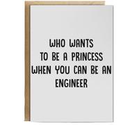 Hippowarehouse Who wants to be a princess when you can be a engineer Birthday Card A5 Personalised with envelope for him for her Funny Cards for Men and Women Blank inside option