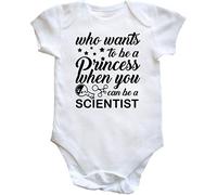 Hippowarehouse Who wants to be a princess when you can be a scientist baby vest bodysuit (short sleeve) boys girls