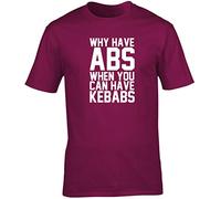 Hippowarehouse Why Have Abs When You Can Have Kebabs Unisex Short Sleeve t-Shirt (Specific Size Guide in Description) Maroon