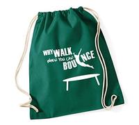 Hippowarehouse Why Walk When You Can Bounce Trampolining Drawstring Cotton School Gym Kid Bag Sack 37cm x 46cm, 12 litres