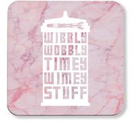 Hippowarehouse Wibbly Wobbly Timey Wimey Stuff printed coaster gloss finish durable backing 9cm x 9cm 2 pack