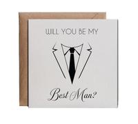 Hippowarehouse Will you be my best man black on white Personalised Card. 15cm x 15cm with envelope for him for her Funny Cards for Men and Women Blank inside option