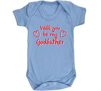 Hippowarehouse Will You Be My Godfather (Blue) Baby Vest Bodysuit (Short Sleeve) Boys Girls