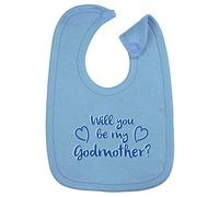 Hippowarehouse Will You Be My Godmother (Blue) Cotton Baby Nursing bib Boys Girls 35cmx22cm