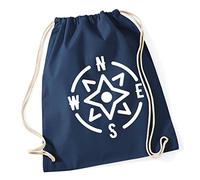 Hippowarehouse Wind rose geography Drawstring Cotton School Gym Bag 37cm x 46cm, 12 litres