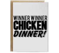 Hippowarehouse Winner winner chicken dinner Birthday Card A5 Personalised with envelope for him for her Funny Cards for Men and Women Blank inside option