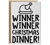 Hippowarehouse Winner winner christmas dinner Personalised Card A6 with envelope for him for her Funny Cards for Men and Women Blank inside option