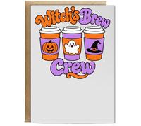Hippowarehouse Witch’s Brew Crew cup trio Personalised Card A6 with envelope for him for her Funny Cards for Men and Women Blank inside option
