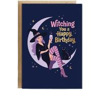 Hippowarehouse Witching you a Happy Birthday Personalised Card A6 with envelope for him for her Funny Cards for Men and Women Blank inside option