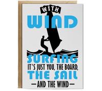 Hippowarehouse With windsurfing it's just you, the board, the sail and the wind Personalised Card A6 with envelope for him for her Funny Cards for Men and Women Blank inside option
