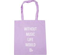Hippowarehouse without music life would be flat Tote Shopping Gym Beach Bag 42cm x38cm, 10 litres