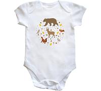 Hippowarehouse Woodland Friends - Bear Deer Rabbit owl Fox Squirrel Baby Vest Bodysuit (Short Sleeve) Boys Girls White