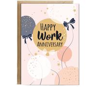 Hippowarehouse Work Anniversary Card for Employee Boss Job Career with Celebratory Balloons Personalised Card A5 with envelope for him for her Funny Cards for Men and Women Blank inside option