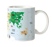 Hippowarehouse World map of Animals Printed Mug Cup Ceramic 10oz