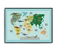 Hippowarehouse World map of dinosaurs Printed Poster A2 Wall Art Design Classroom Room Gym Office Décor