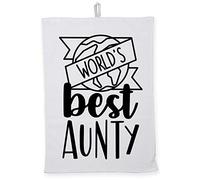 Hippowarehouse World's Best Aunty Tea Towel Eco Printed Dish Cloth Kitchen accessory 50cmx70cm 100% Cotton