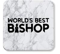 Hippowarehouse World's best bishop printed coaster gloss finish durable backing 9cm x 9cm 2 pack