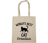 Hippowarehouse World's best cat grandma Tote Shopping Gym Beach Bag 42cm x38cm, 10 litres