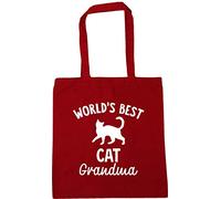 Hippowarehouse World's best cat grandma Tote Shopping Gym Beach Bag 42cm x38cm, 10 litres