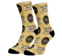 Hippowarehouse Worlds Best Cat Mum Socks Personalised Full Photo Sock Any Image 26.5cm 35cm 40cm custom Funny Gift Birthday