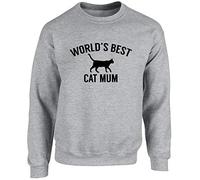 Hippowarehouse World's Best cat Mum Unisex Jumper Sweatshirt Pullover (Specific Size Guide in Description) Grey