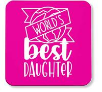 Hippowarehouse World's Best Daughter printed coaster gloss finish durable backing 9cm x 9cm 2 pack