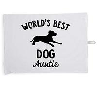 Hippowarehouse World's Best Dog Auntie Tea Towel Eco Printed Dish Cloth Kitchen accessory 50cmx70cm 100% Cotton