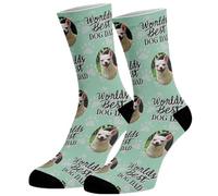 Hippowarehouse Worlds Best Dog Dad Socks Personalised Full Photo Sock Any Image 26.5cm 35cm 40cm custom Funny Gift Fathers Day