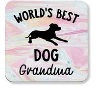 Hippowarehouse World's best dog grandma printed coaster gloss finish durable backing 9cm x 9cm 2 pack