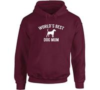 Hippowarehouse World's Best Dog Mum Unisex Hoodie Hooded top (Specific Size Guide in Description) Maroon