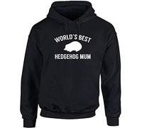 Hippowarehouse World's Best Hedgehog Mum Unisex Hoodie Hooded top (Specific Size Guide in Description) Black