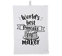 Hippowarehouse world's best pancake maker Tea Towel Eco Printed Dish Cloth Kitchen accessory 50cmx70cm 100% Cotton