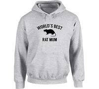 Hippowarehouse World's Best Rat Mum Unisex Hoodie Hooded top (Specific Size Guide in Description) Grey