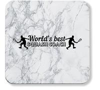 Hippowarehouse World's best squash coach pack of 2 coasters gloss finish durable backing 9cm x 9cm
