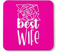 Hippowarehouse World's Best Wife printed coaster gloss finish durable backing 9cm x 9cm 2 pack