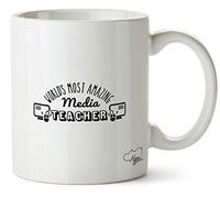 Hippowarehouse World's Most Amazing Media Teacher Printed Mug Cup Ceramic 10oz