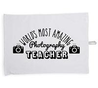 Hippowarehouse World's most amazing photography teacher Tea Towel Eco Printed Dish Cloth Kitchen accessory 50cmx70cm 100% Cotton