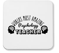 Hippowarehouse World's most amazing psychology teacher pack of 2 coasters gloss finish durable backing 9cm x 9cm
