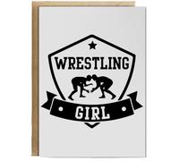 Hippowarehouse Wrestling girl Personalised Card A6 with envelope for him for her Funny Cards for Men and Women Blank inside option