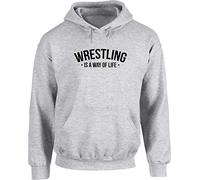 Hippowarehouse Wrestling is a Way of Life Unisex Hoodie Hooded top (Specific Size Guide in Description) Grey